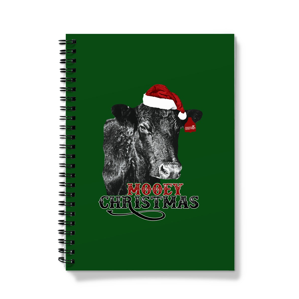Mooey Christmas Green Spiral Journal