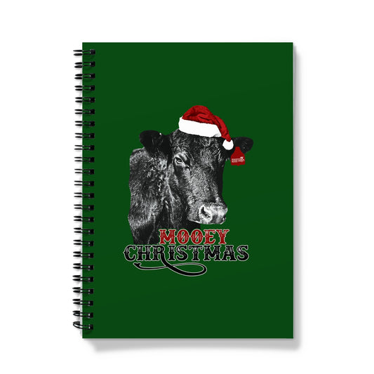 Mooey Christmas Green Spiral Journal